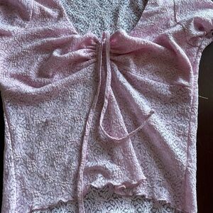 Pink Lace top with strings for a bow